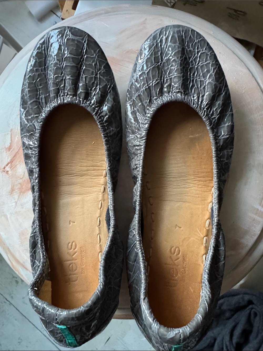 Tieks Metallic Pewter Crinkled Ballet Flats